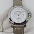 Panerai Luminor PAM01394 fully automatic mechanical movement with white Dial gray matte leather strap
